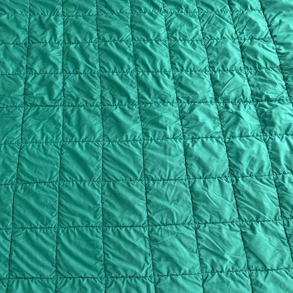 Vintage 80s Green Patchwork Quilt Throw 55x66 Cottage Farmhouse